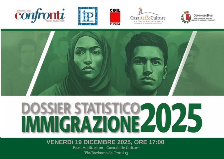 Casa delle Culture di Bari, il 19 dicembre la presentazione del  “Dossier statistico immigrazione 2025”